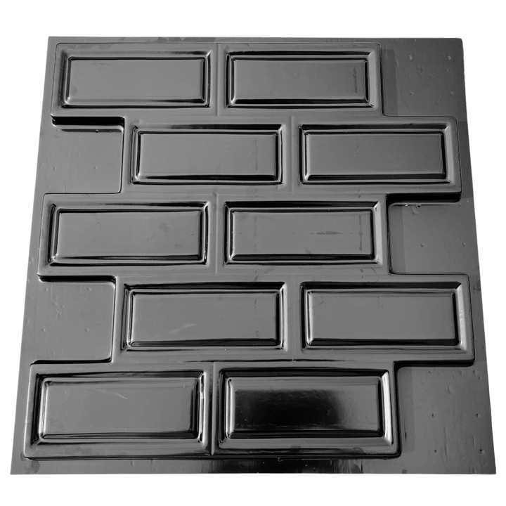 Matrita panou decorativ 3D, model Chenare Arte, plastic ABS, negru, 50x50cm