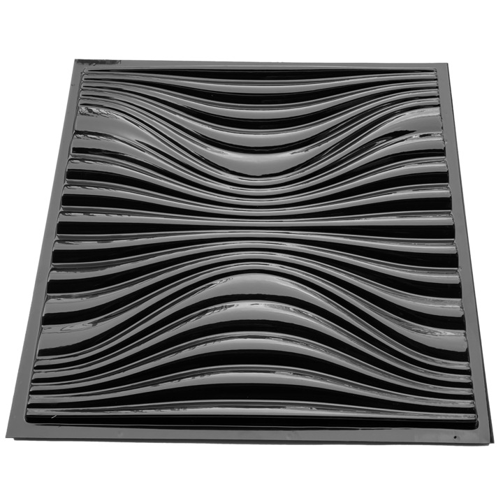 Matrita panou decorativ 3D, model Orizont, plastic ABS, negru, 50x50cm