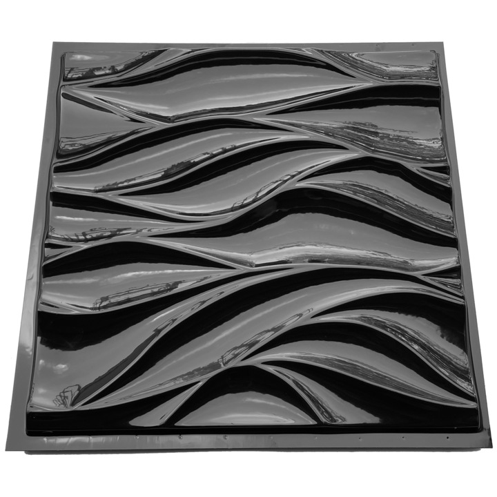 Matrita panou decorativ 3D, model Zoli, plastic ABS, negru, 50x50cm