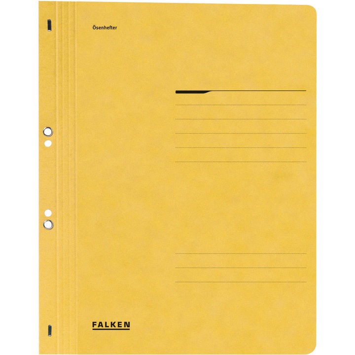 Папка Falken, жълта, телбод с дупки 1/1, A4, 250g/m2, картон