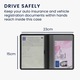 Portdocument auto Kwmobile pentru acte 10.5 x 14.8 cm, piele ecologica, negru, portabil, antizgarieturi