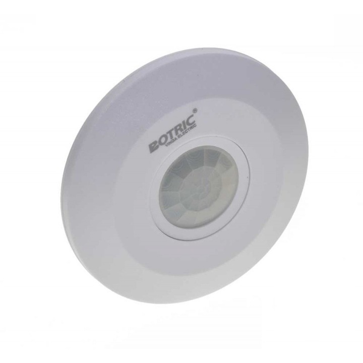 Senzor de Miscare Slim cu Unghi de Detectare 360˚ – 3 Reglaje, Distanta Maxima 6m, Culoare Alba pentru Siguranta si Iluminare