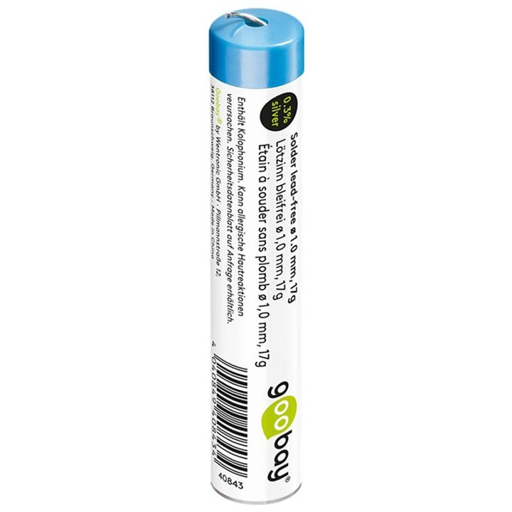 Fludor de lipit, Goobay, Staniu 96.5%, 1 mm, 17 g, Argintiu
