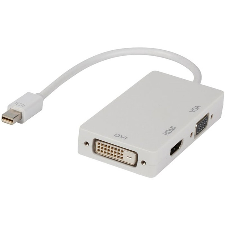 Adaptor, Valueline, Mini DisplayPort DVI/VGA/HDMI, Alb