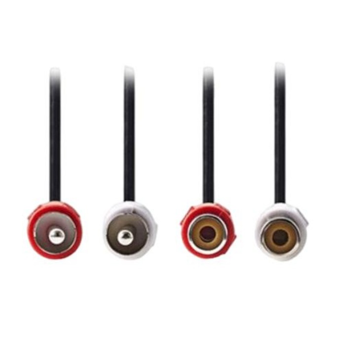 Cablu audio stereo NEDIS, 2xRCA tata- 2xRCA mama, 5m, Negru