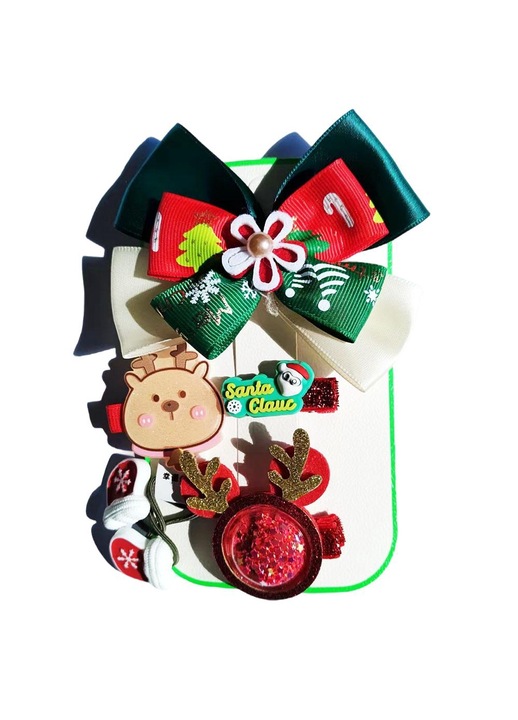 6 db-os hajcsat készlet, plüss/műanyag/fém, többszínű