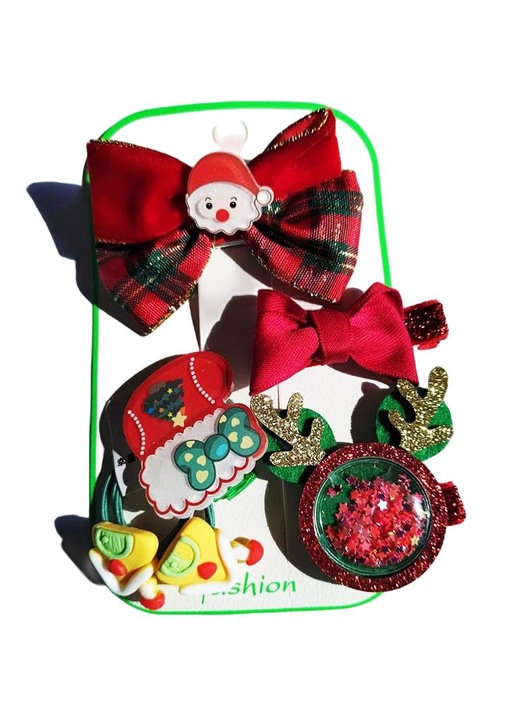 6 db-os hajcsat készlet, plusz/műanyag/fém, többszínű