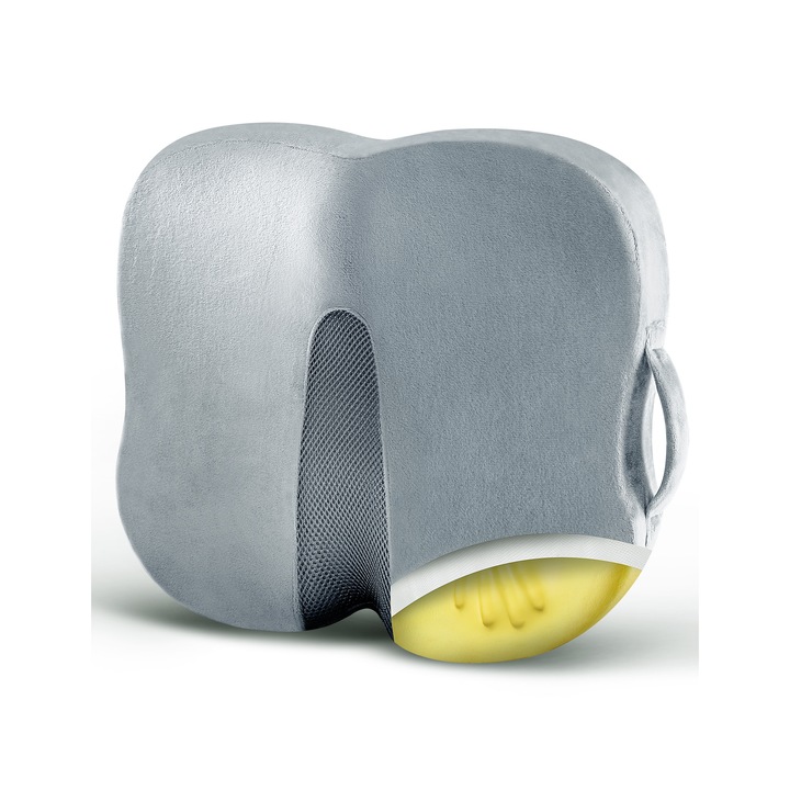 Perna ergonomica, TRAVEL EASE, Spuma cu memorie, Gri