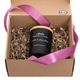 Lumanare parfumata din soia cu inimioare mov, Apricus - Vanilie, Ylang Ylang, ardere 25h, 160 g