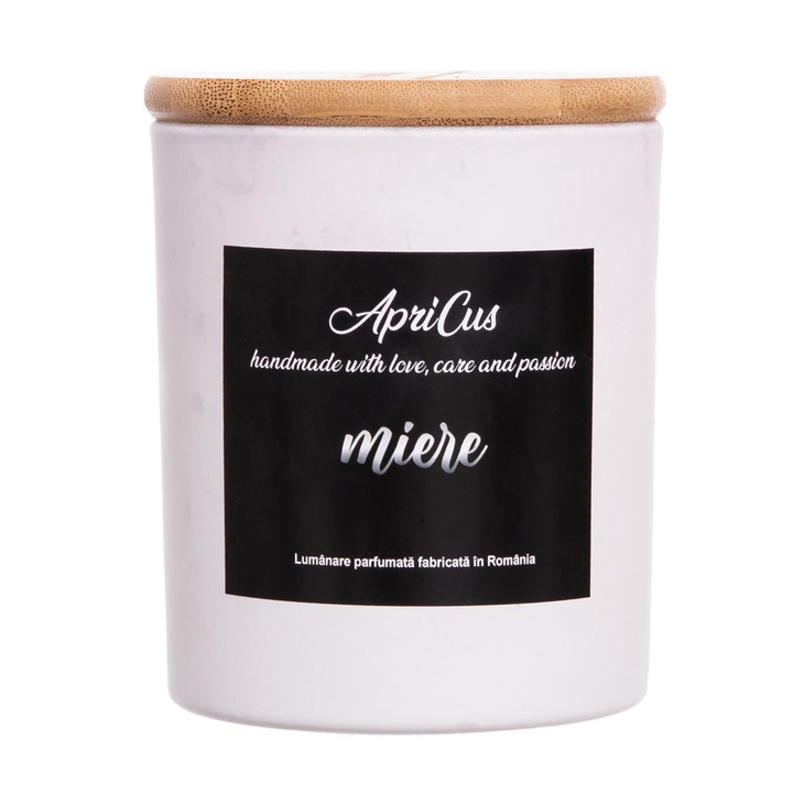 Lumanare parfumata din soia cu inimioare rosii, Apricus - Miere, ardere 40h, 260 g