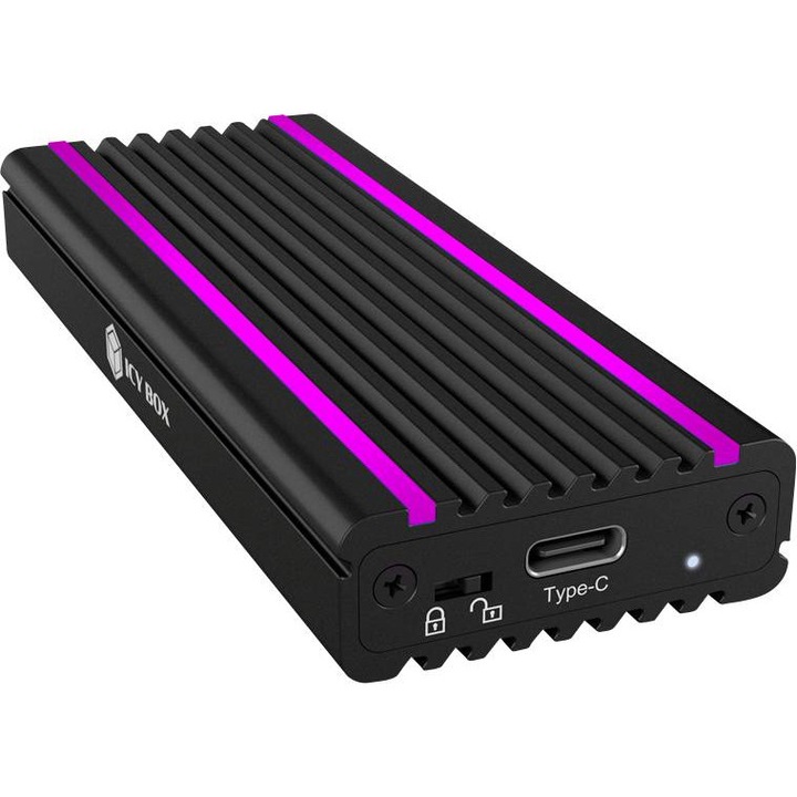 ICY BOX IB-1824ML-C31 USB Type-C Enclosure for M.2 NVMe SSD - RGB illuminated