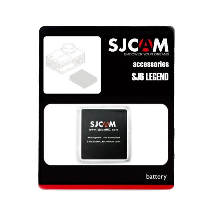 Батерия SJCAM за екшън камера SJ6 Legend, Li-Ion батерия, 3,8V, 1000mAh