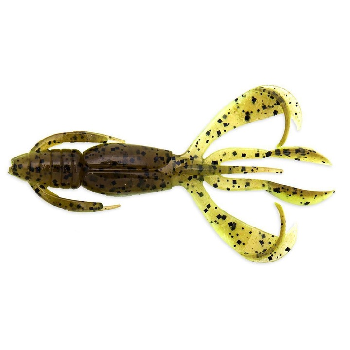 Keitech Crazy Flapper 9,1 cm Green Pumpkin Fire 438 7 db puha műcsali készlet, süllő, sügér vagy csuka horgászathoz