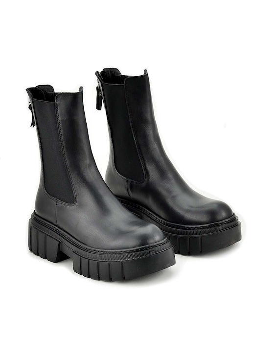Cizme dama Tinti Djuli Black, Piele Naturala, Negru, 39