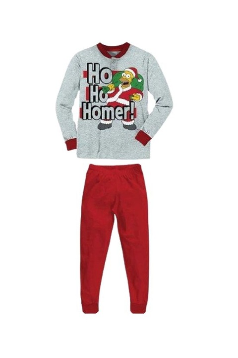 Pamut pizsama The Simpsons 8518, Piros/Szürke, XL