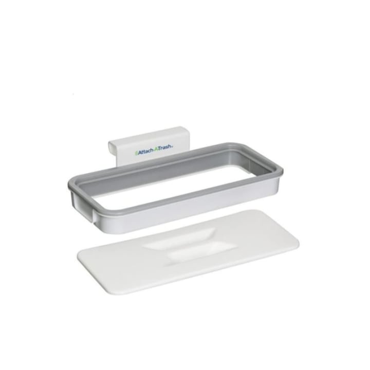 Tartó Fedővel Szemeteszsákhoz, gyors beszerelés, fehér szürke, műanyag, 24x11 cm