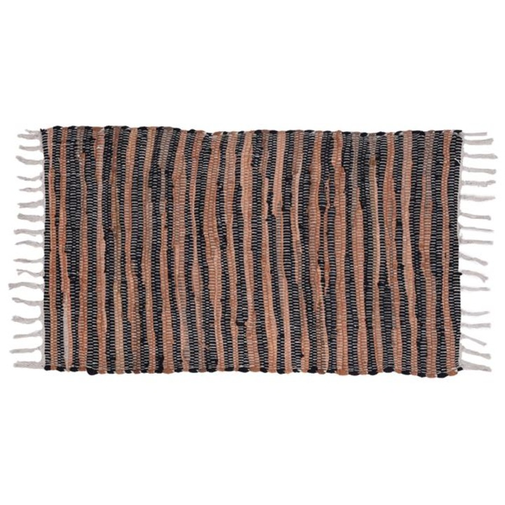 Herum® dekoratív szőnyeg, rojtokkal, bézs/fekete, 80 x 50 cm