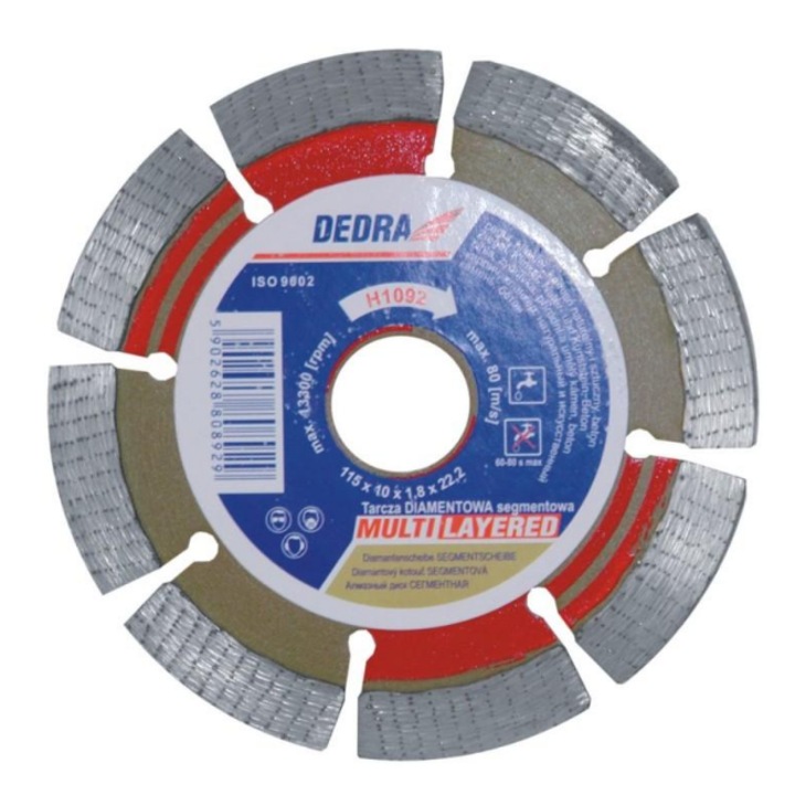 Диамантен диск със сегменти 115x10x1.8x22.2 mm Dynamic, Dedra