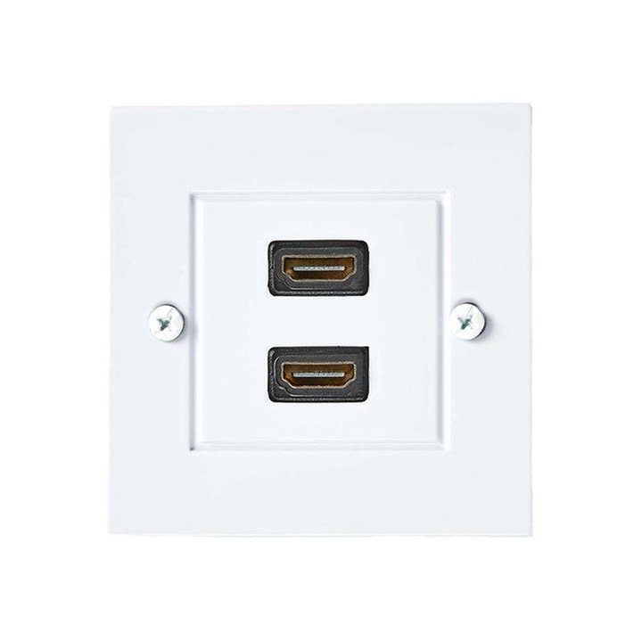 Priza perete NEDIS, 2 porturi HDMI, 4K, 60Hz, PVC, Alb