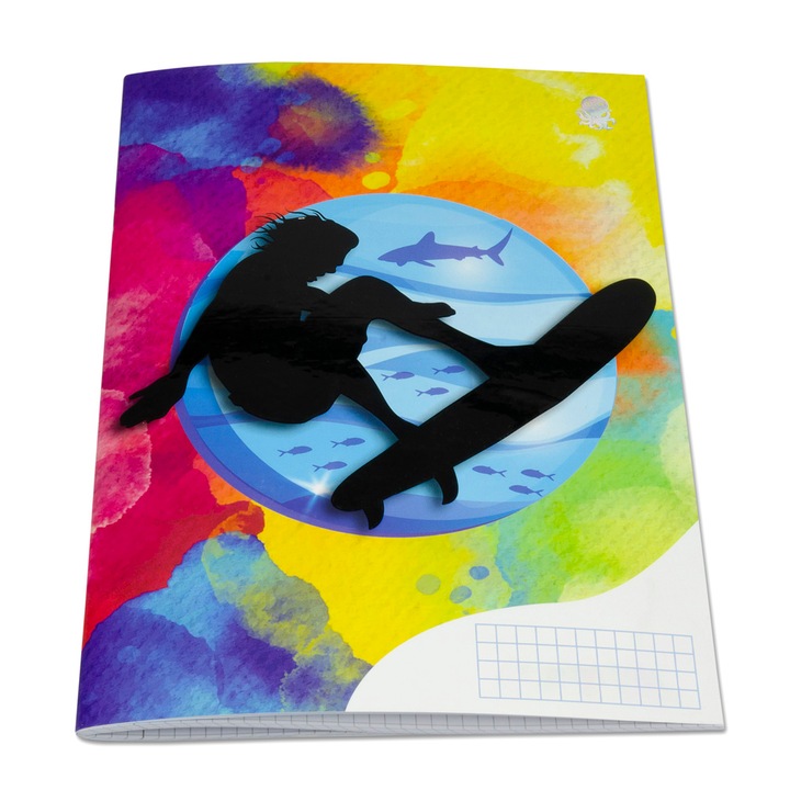 Caiet scolar premium Octyplay, Surfing, format A4, matematica, 48 file, 70 g/mp, coperta 300 g/mp lacuita selectiv