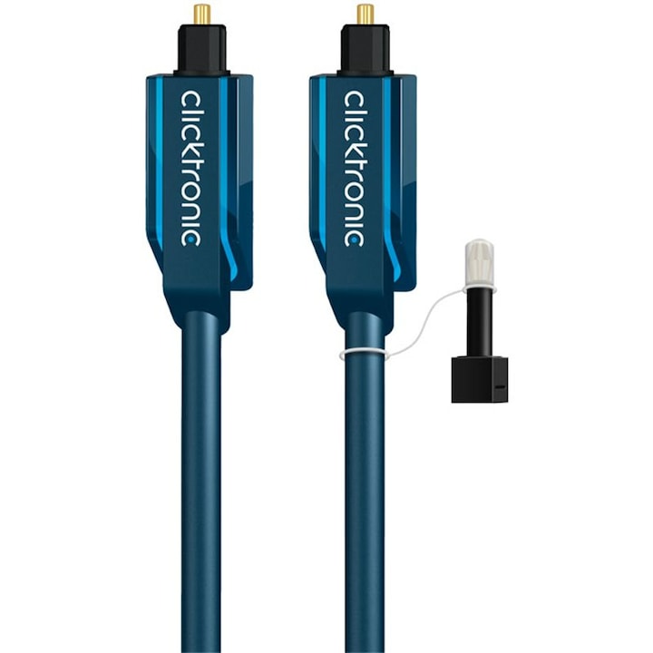 Clicktronic audio optikai kábel, TosLink dugó - TosLink dugó, Jack 3,5 mm, 0,5 m, kék