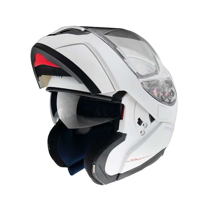 Мотоциклетна каска MT Atom гланцово бяла, XL 61-62см, модулна, сгъваема