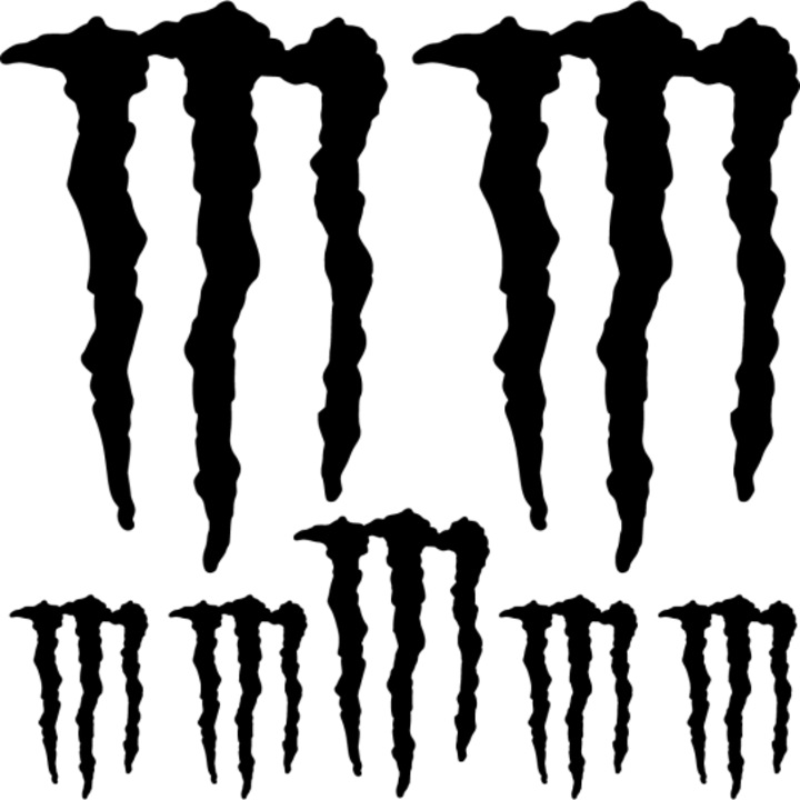MONSTER ENERGY matricakészlet, 7 részes, fekete, 60 cm