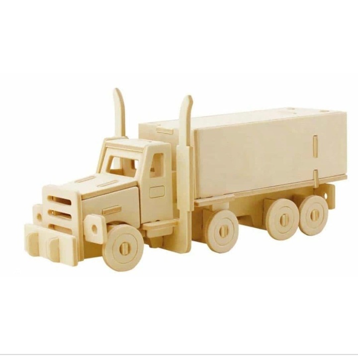 3D puzzle, Fa, amerikai teherautó nyerges pótkocsival, 38 db