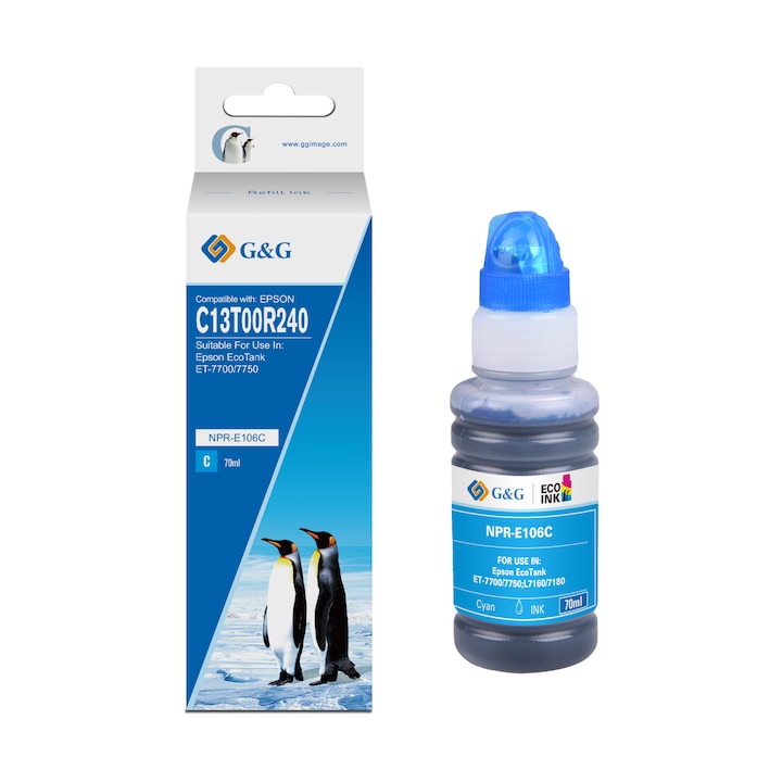 Flacon cerneala G&G compatibil cu Epson L7160 C13T00R440, 70 ml, yellow
