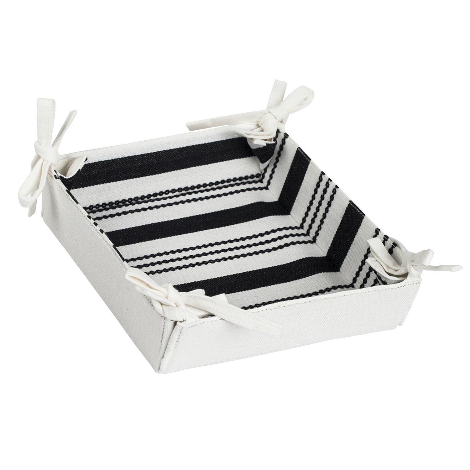 Cos pentru paine Heinner Home, 20x20cm, bumbac, Alb cu negru