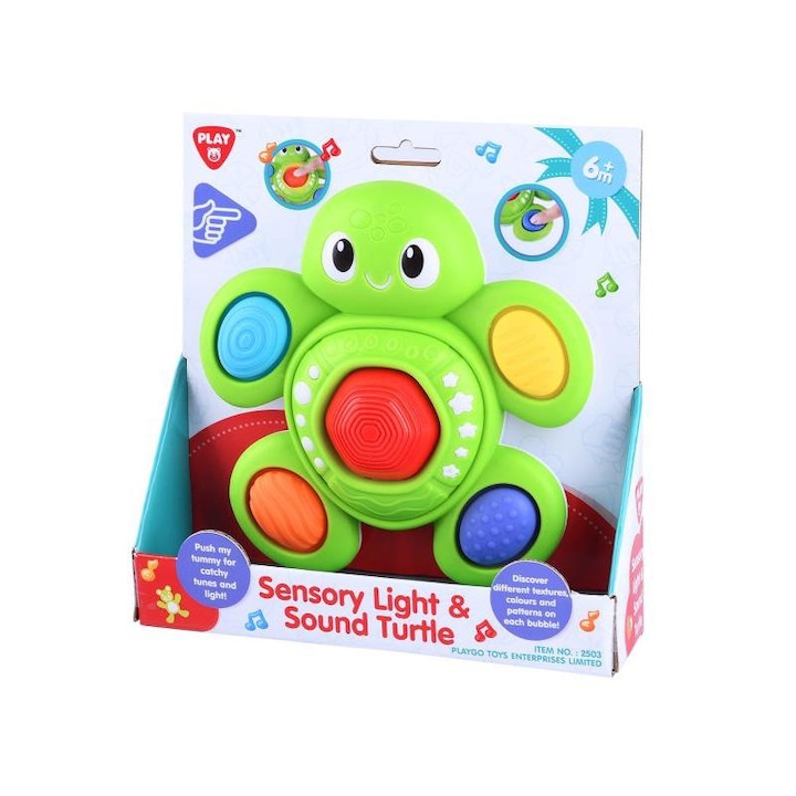 Playgo 1025036 Playgo: Zenélő, világító tapintásfejlesztő teknős