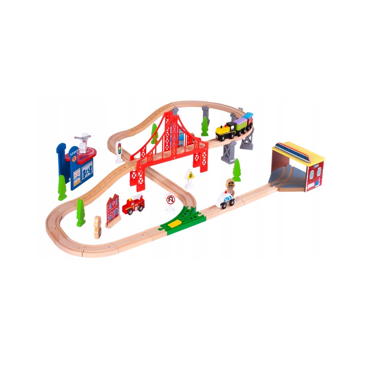 Set trenulet cu accesorii, multicolor, 31 x 57 cm, 23 elemente, MalPlay 108899