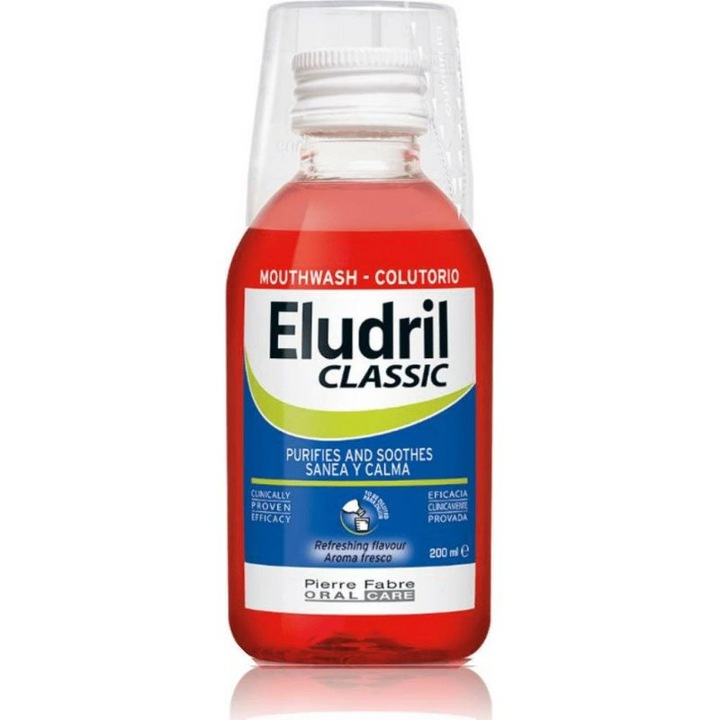 Apa de gura, Elgydium Eludril, Clorhexidina/Clorobutanol, 200 ml, Rosu