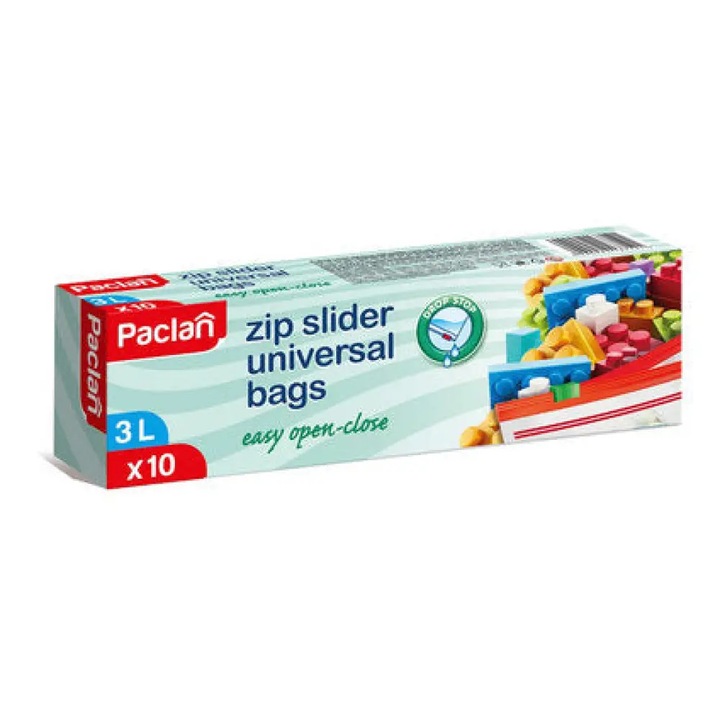 Pungi alimentare cu fermoar, Paclan, Universale, 3l, 10buc