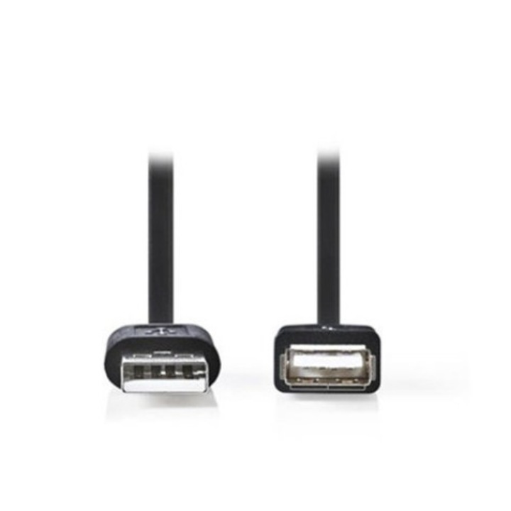 USB кабел, Nedis, USB 2.0 мъжки/женски, 2 м, черен