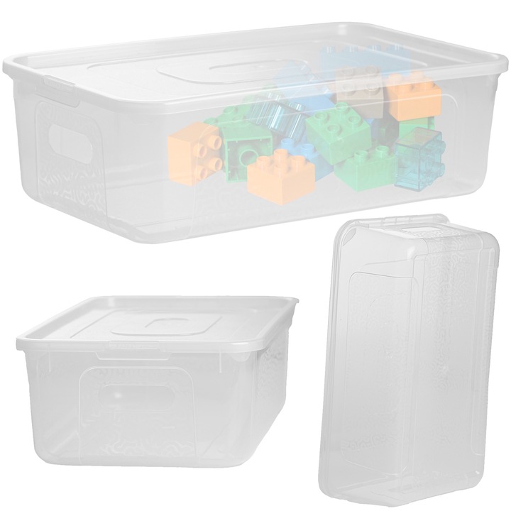 Cutie depozitare, Plastic, 34x20x10 cm, 7 L, Transparent