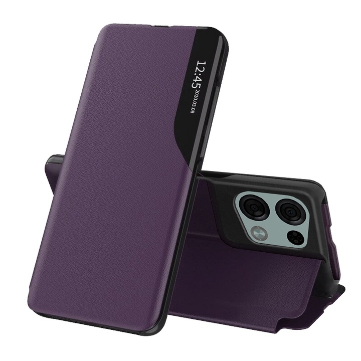 Капак за Oppo Reno8 Pro, GEAR Protect, A71, Екологична кожа, Berry Purple