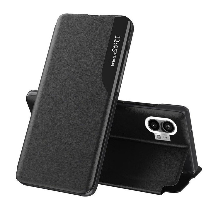 Husa pentru Nothing Phone 1, Sleek Defense, V29, Piele ecologica, Negru