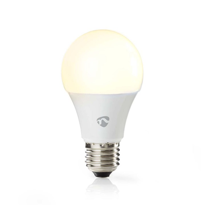 Smart LED крушка, Nedis, Пластмаса, Wi-Fi, E27, 9 W, 806 lm, Многоцветна