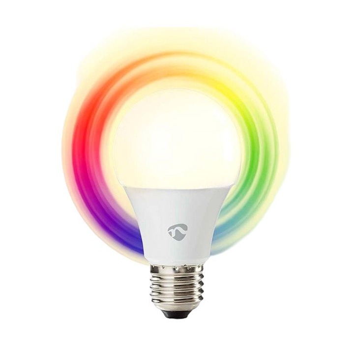 SmartLife színes izzó, Nedis, WiFi, E27, 806lm, 9.0W, meleg fehér/hideg fehér/RGB, 2700-6500K, 1db