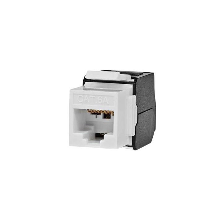 Съединител за Keystone конектор NEDIS, U/UTP, CAT6a, RJ45 женски, Черен/Бял