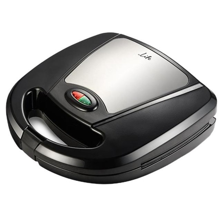 Sandwich-maker grill, Life, Inox, 750 W, 22 x 12.5 cm, Negru/Argintiu