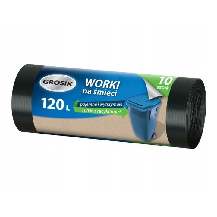 Универсални чували за смет, Inna, 120 л, 10 бр., черни