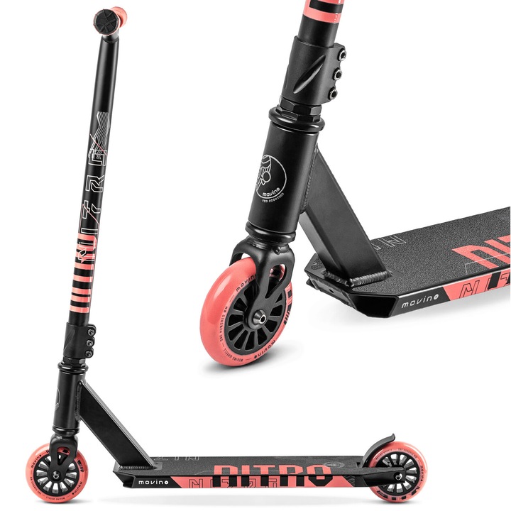 Trotineta Freestyle Stunt, Movino Nitro, Rosu/Negru, ABEC-9