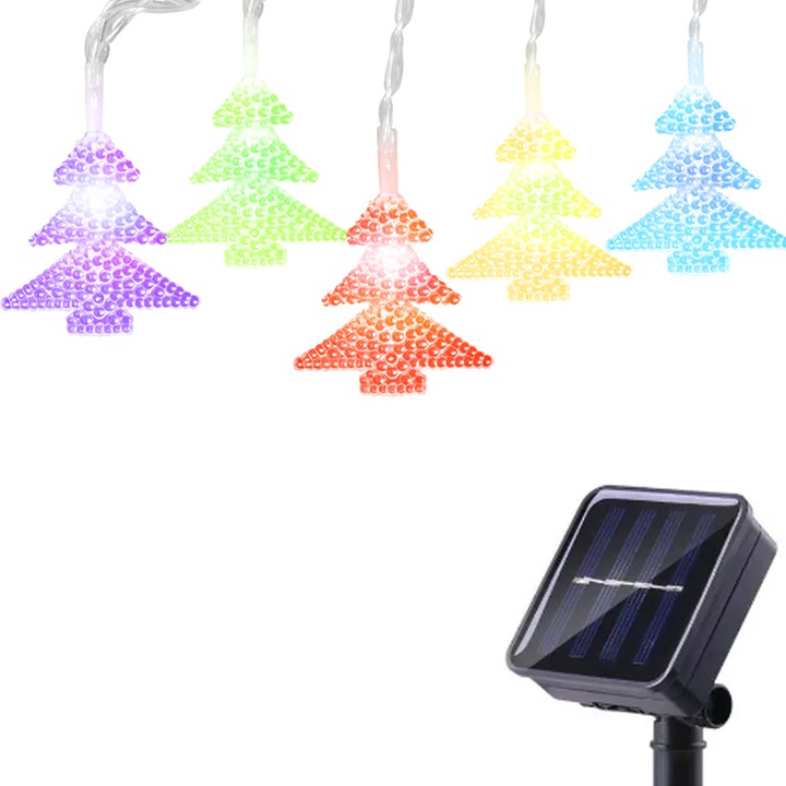 Ghirlanda solara de Craciun, RGB - multicolor, 6 metri, 50 LED-uri