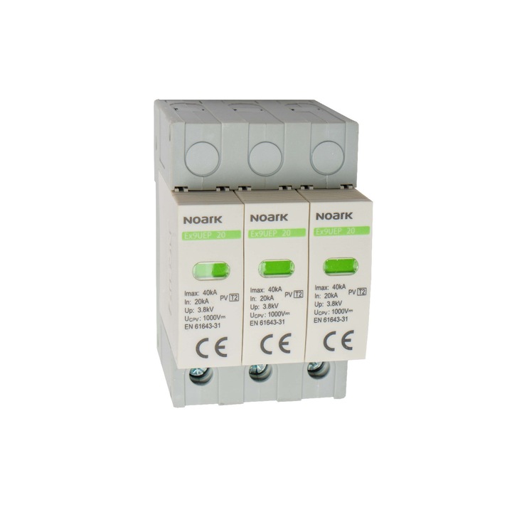 Descarcator SPD Ex9UEP, Clasa 2, 1000 V DC, 3 module, pentru sisteme fotovoltaice fara impamantare