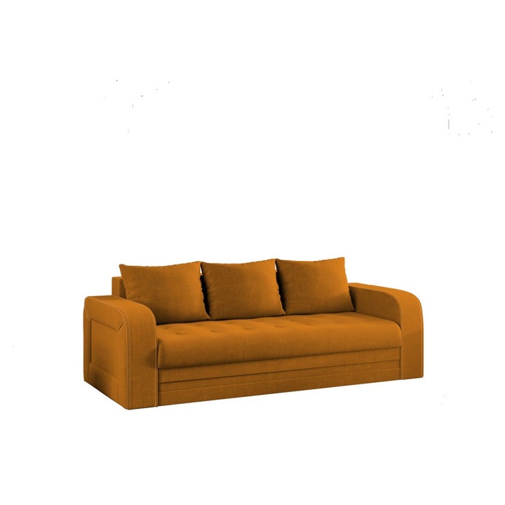Canapea Delta, extensibila, cu lada depozitare, stofa, 230 x 103 x 80 cm, Portocaliu