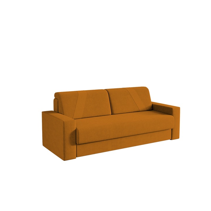Canapea Bravisimo, extensibila, cu lada depozitare, stofa, 235 x 100 x 90 cm, Portocaliu