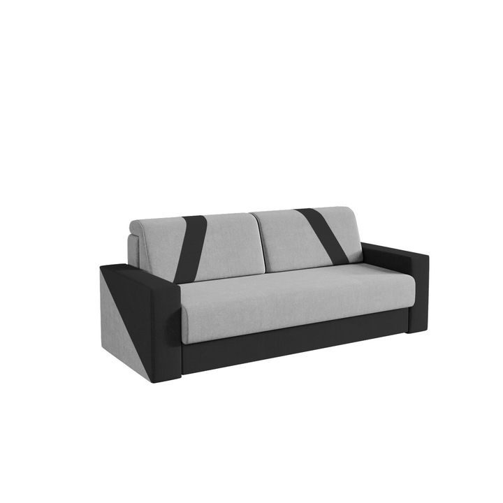 Canapea Bravisimo, extensibila, cu lada depozitare, stofa, 235 x 100 x 90 cm, Gri Deschis / Gri Antracit