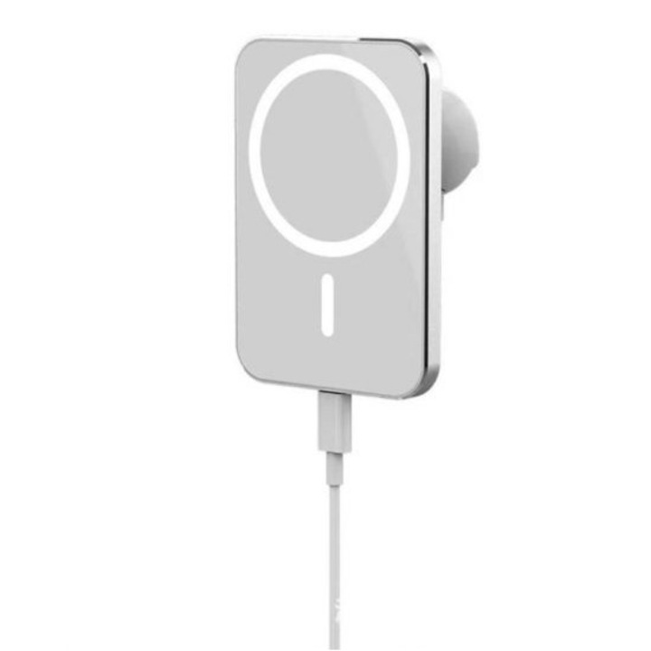 PremiumCell autós tartó MagSafe 15W vezeték nélküli töltéssel, gyorstöltés kompatibilis iPhone 13/13 Pro/12/12 Mini/12 Pro/12 Pro telefonnal, fehér